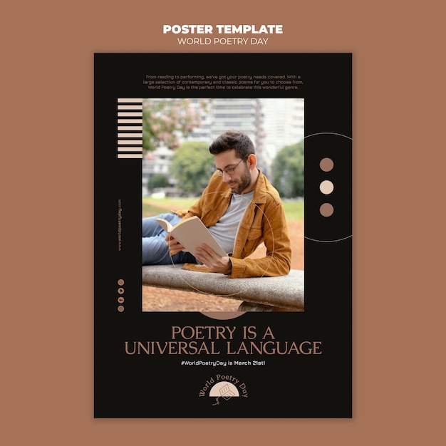 Free PSD poetry day print template with photo