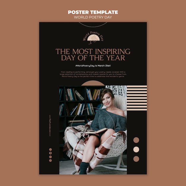 Poetry day print template with photo