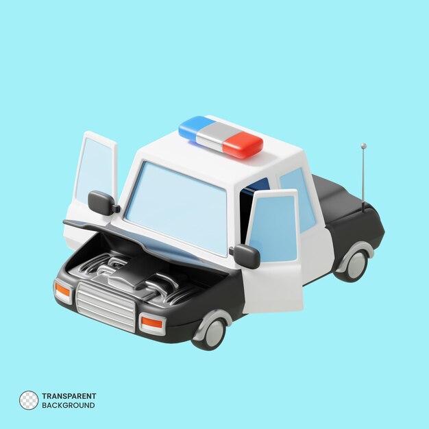 Police Car icon Isolated 3d render Illustration
