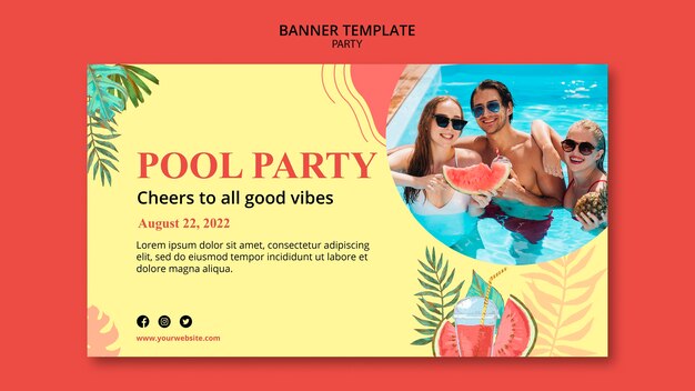 Pool party banner template design