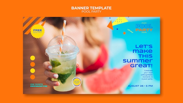 Free PSD pool party banner template