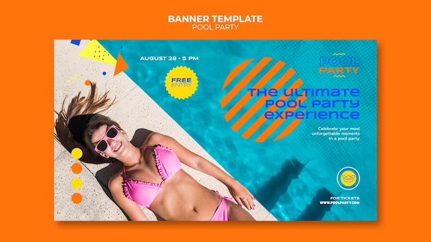 Pool party banner template