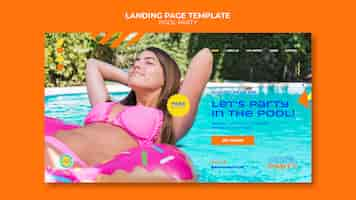 Free PSD pool party landing page template