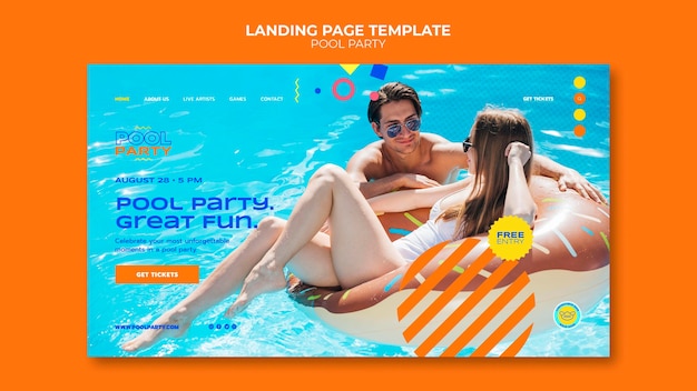 Pool party landing page template