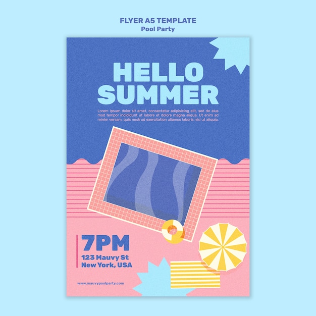 Free PSD pool party poster design template