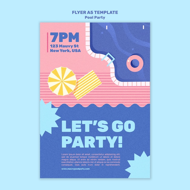 Free PSD pool party poster design template