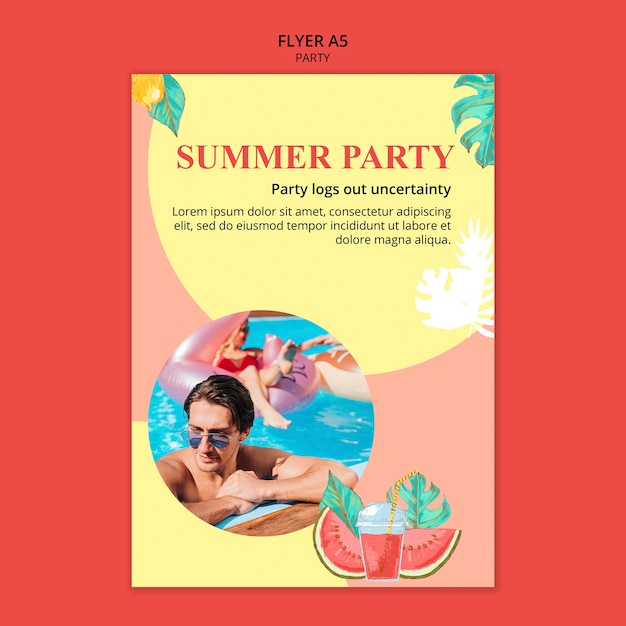 Free PSD pool party poster template design