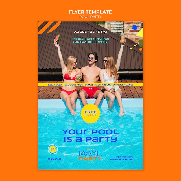 Pool party print template