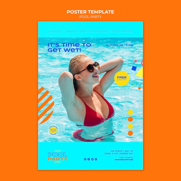 Free PSD pool party print template