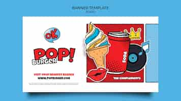 Free PSD pop art food banner template