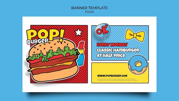 PSD gratuito modello di banner per cibo pop art