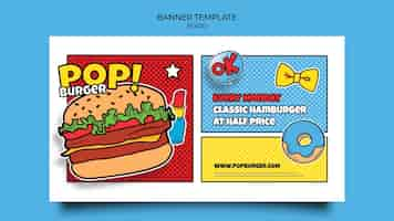 PSD gratuito modello di banner per cibo pop art