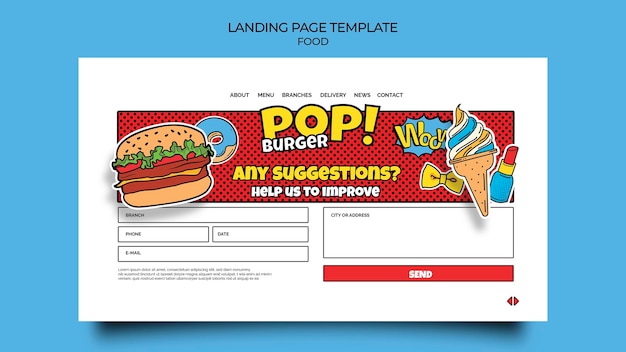 Pop art food landing page