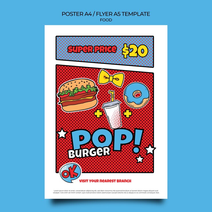 Free PSD pop art food print template