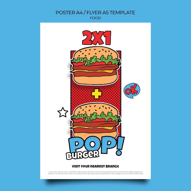 PSD gratuito modello di stampa di cibo pop art