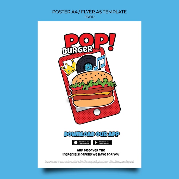 Free PSD pop art food print template