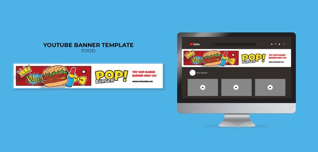 Free PSD pop art food youtube banner