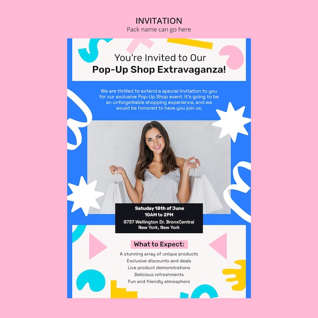 Free PSD pop up shop  invitation template