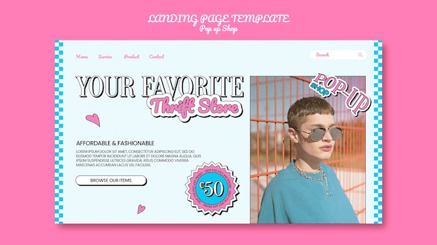 Free PSD pop up shop landing page template