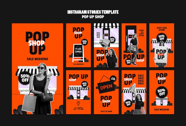 PSD gratuito design del modello di negozio pop-up