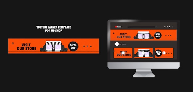 PSD gratuito design del modello di negozio pop-up