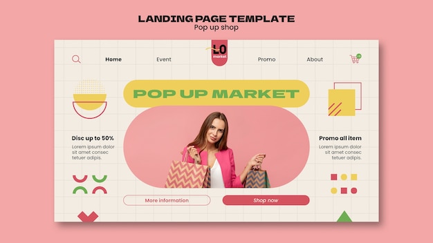 PSD gratuito design del modello di negozio pop-up