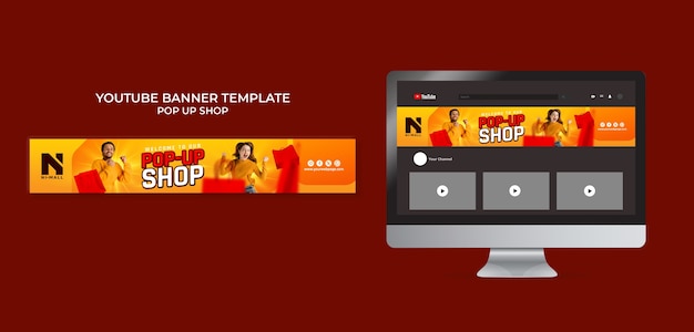 Free PSD pop up shop  youtube banner template