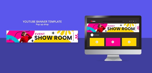 Free PSD pop up shop  youtube banner template