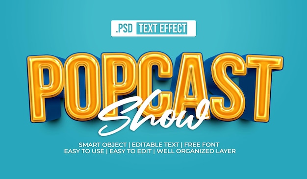 PSD gratuito effetto stile testo popcast