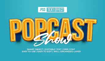 Бесплатный PSD Эффект стиля текста popcast