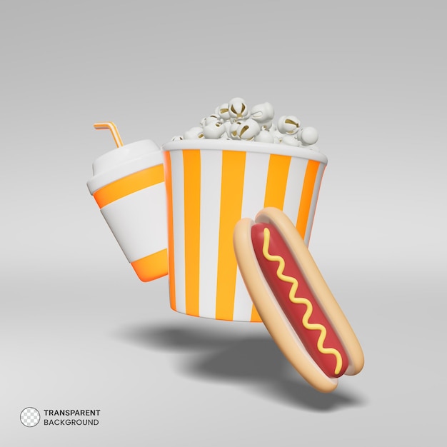 PSD gratuito illustrazione di rendering 3d isolata dell'icona del secchio di popcorn