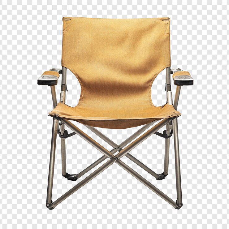 Free PSD portable tan camping chair with armrests
