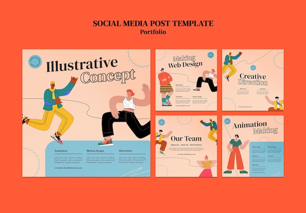 Portofolio insta social media post design template