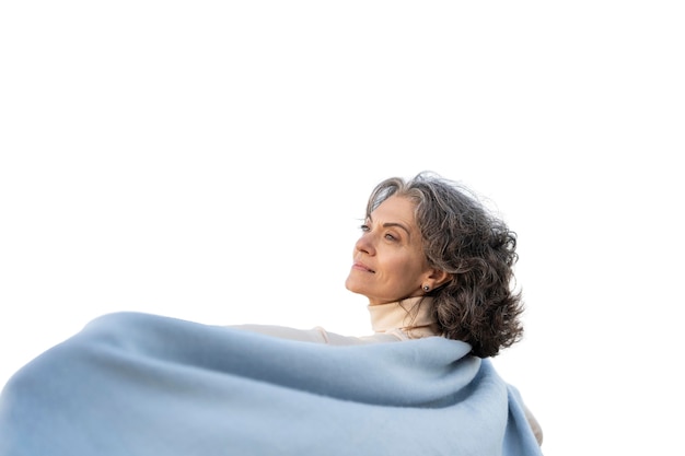 Portrait of adult woman spending time outdoors by herself