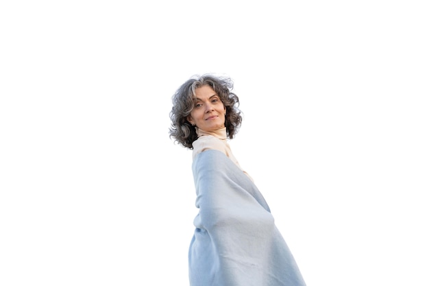 Portrait of adult woman spending time outdoors by herself