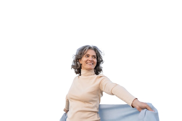 portrait of adult woman spending time outdoors by herself