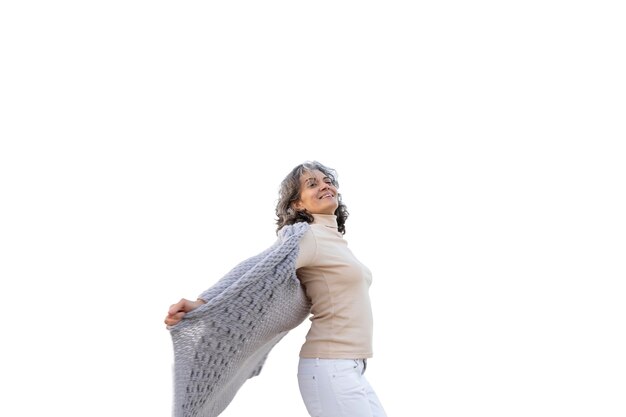 portrait of adult woman spending time outdoors by herself