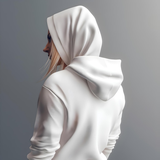 Download Free PSD Template: Portrait of a Beautiful Young Blonde Woman in a White Hoodie