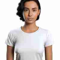Free PSD portrait of a beautiful young woman in white t shirt
