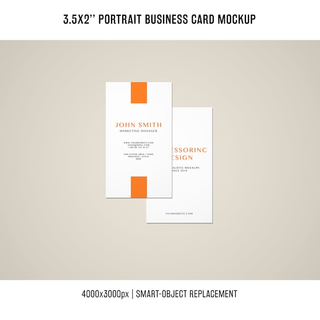 Free PSD portrait business card mockup