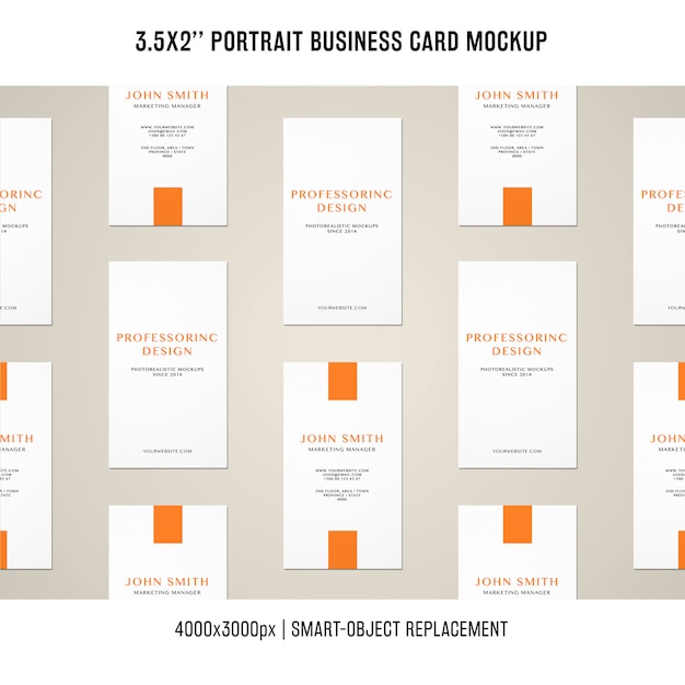 Business card mockup with portrait orientation free PSD download