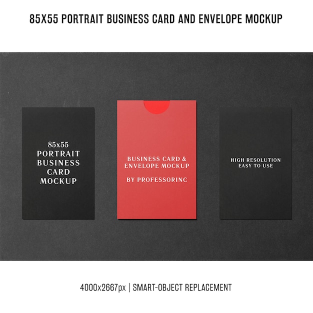 Free PSD portrait business card mockup