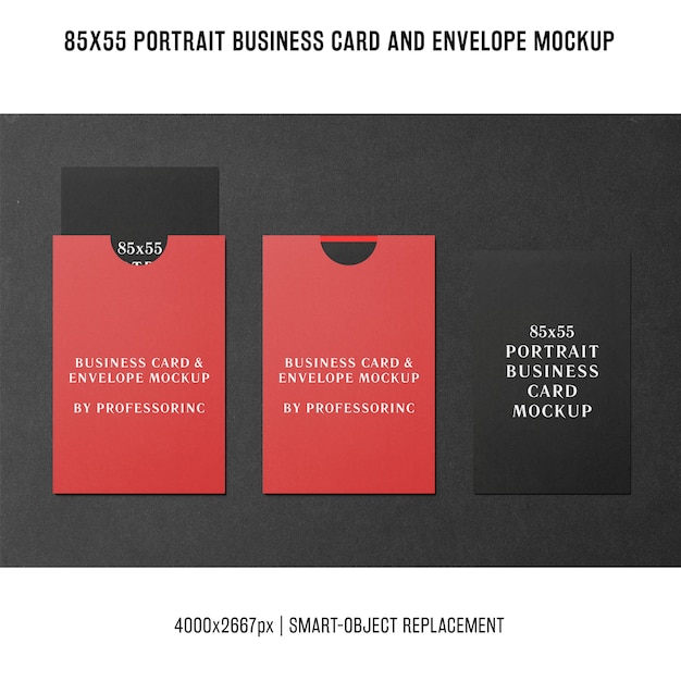 Free PSD portrait business card mockup