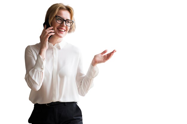 Portrait of businesswoman using smartphone