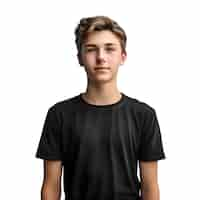 Free PSD portrait of a handsome young man in black t shirt isolated on white background