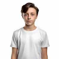 無料PSD 白い背景の白いtシャツを着た若者の肖像画
