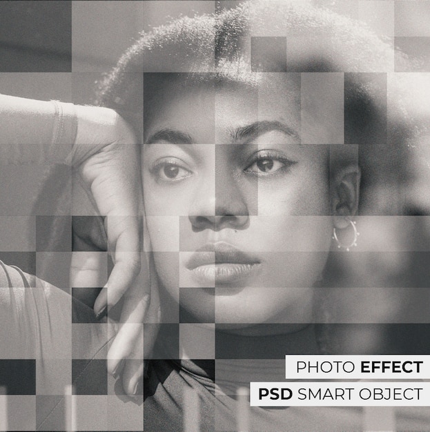 無料PSD 幾何学的な効果を持つ人の肖像画