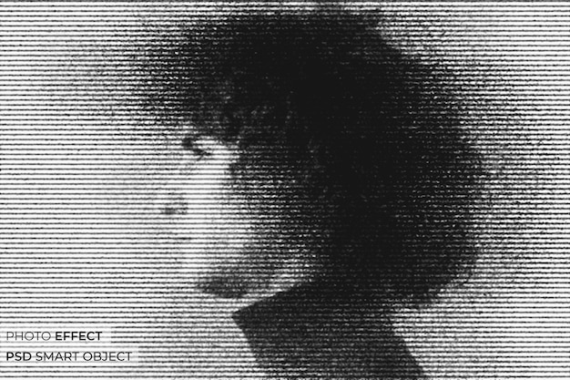 Бесплатный PSD Портрет человека с размытыми линиями сканирования