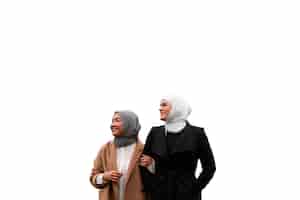 무료 PSD 이슬람 히잡을 쓴 여성들의 초상