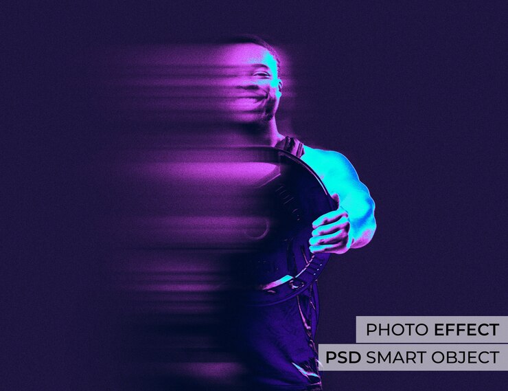 Free PSD portrait of person with acid motion blur effect